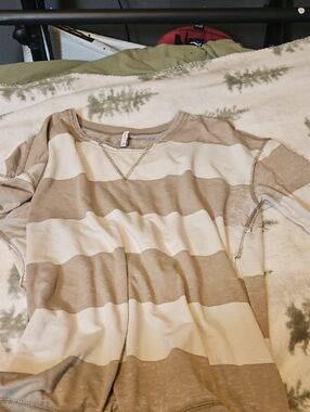 Z Supply Beige and White Striped Top